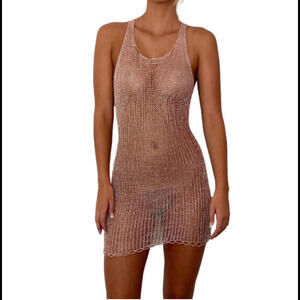 **coolest** Natalia Fedner Mesh Metal Chain Dress Paco Rabanne Gunmetal $3,000
